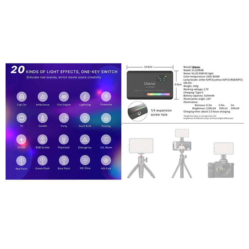 نور ثابت اولانزی مدل VL120 RGB