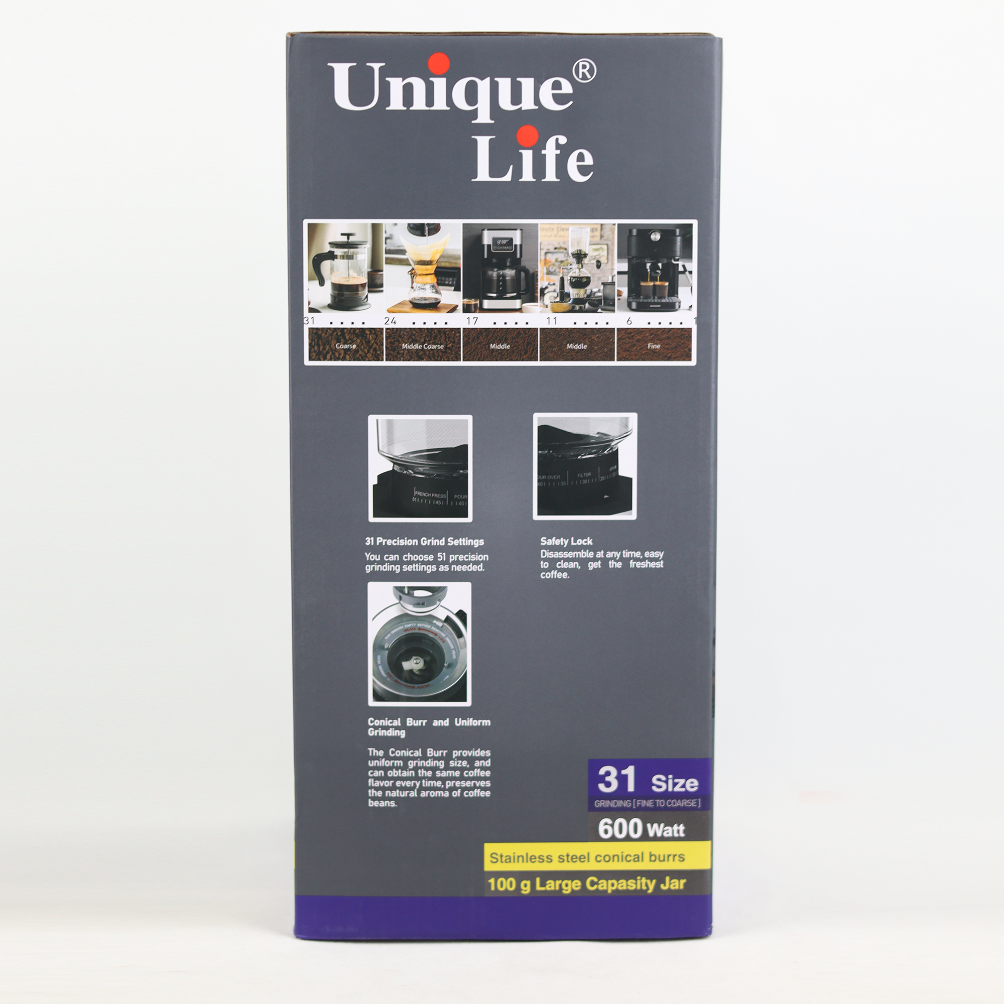 آسیاب قهوه یونیک لایف مدل UL-CG019B