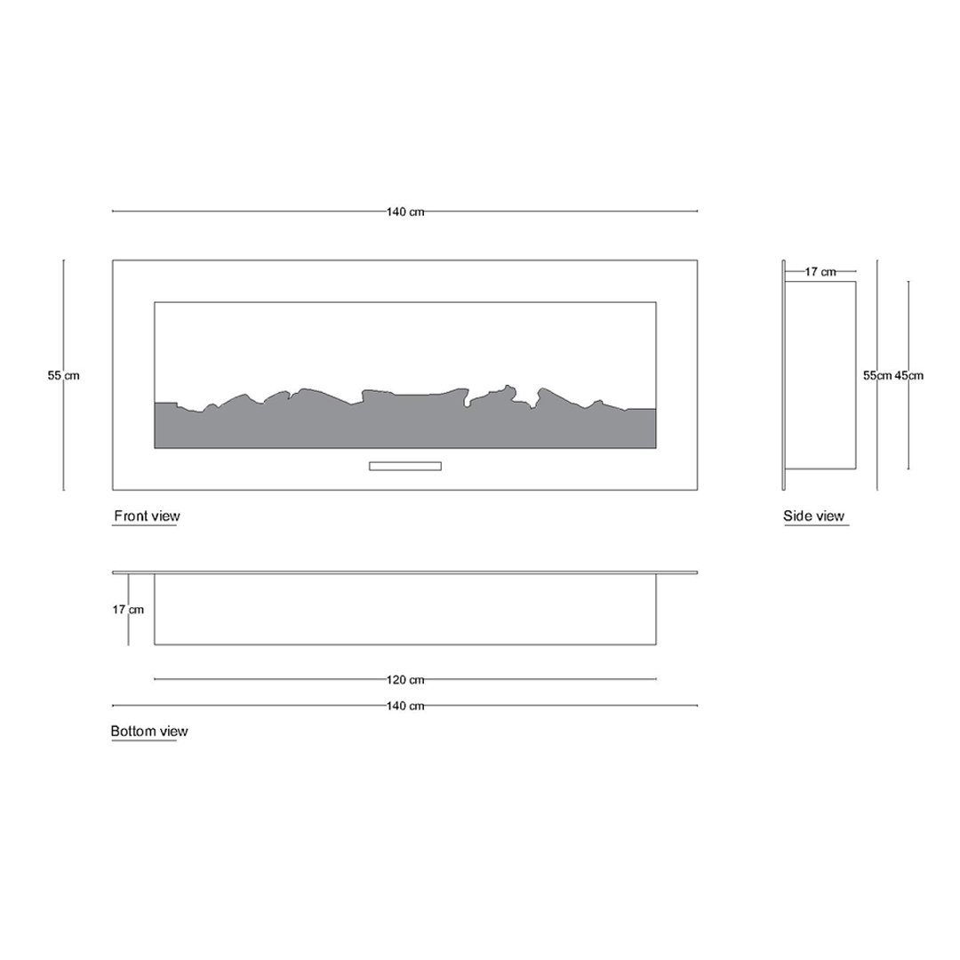 شومینه دیواری برقی شومینه بیستون مدل C.Z_140_L2.bs