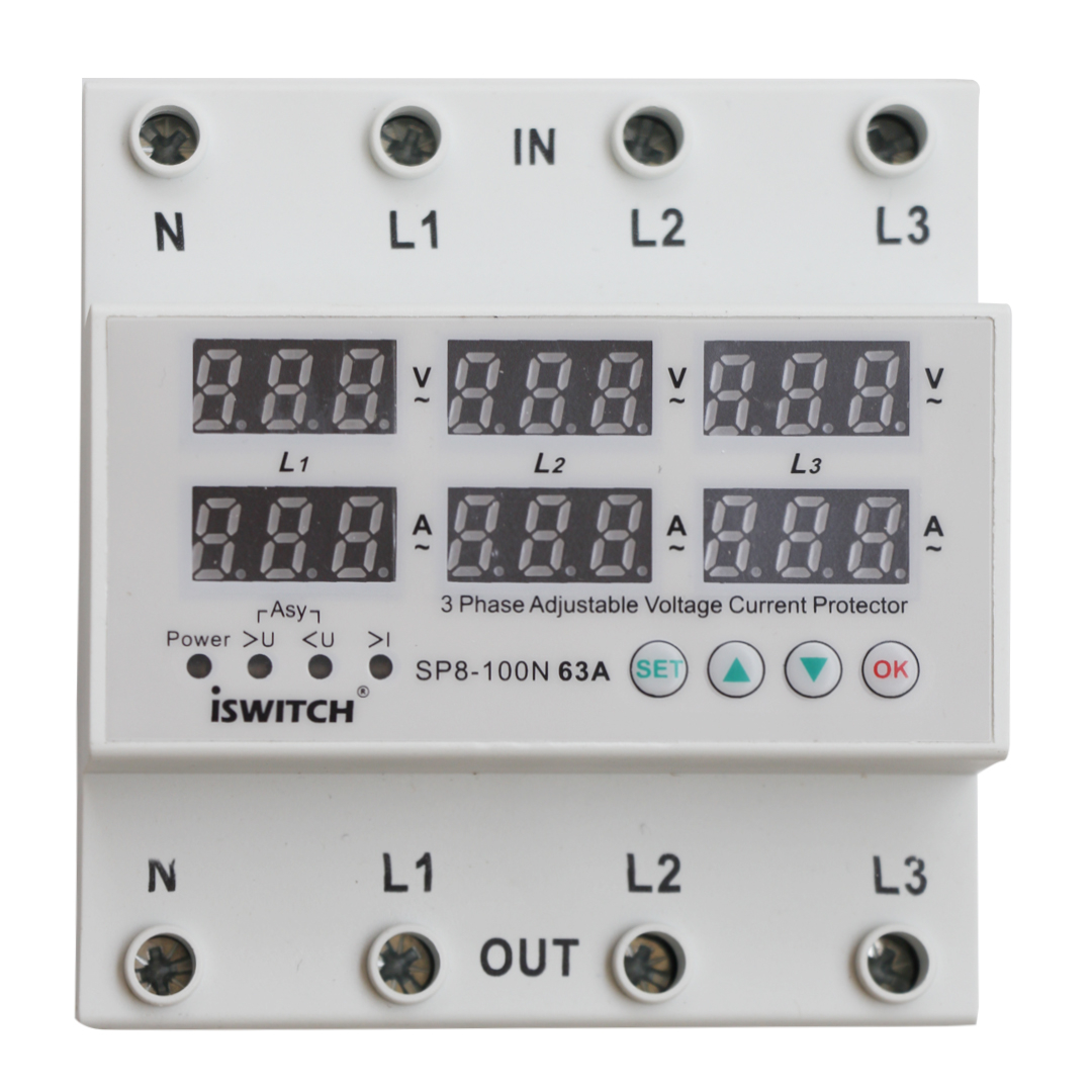 محافظ ولتاژ جریان سه فاز 63 آمپر آی سوئیچ مدل ISVA-1P