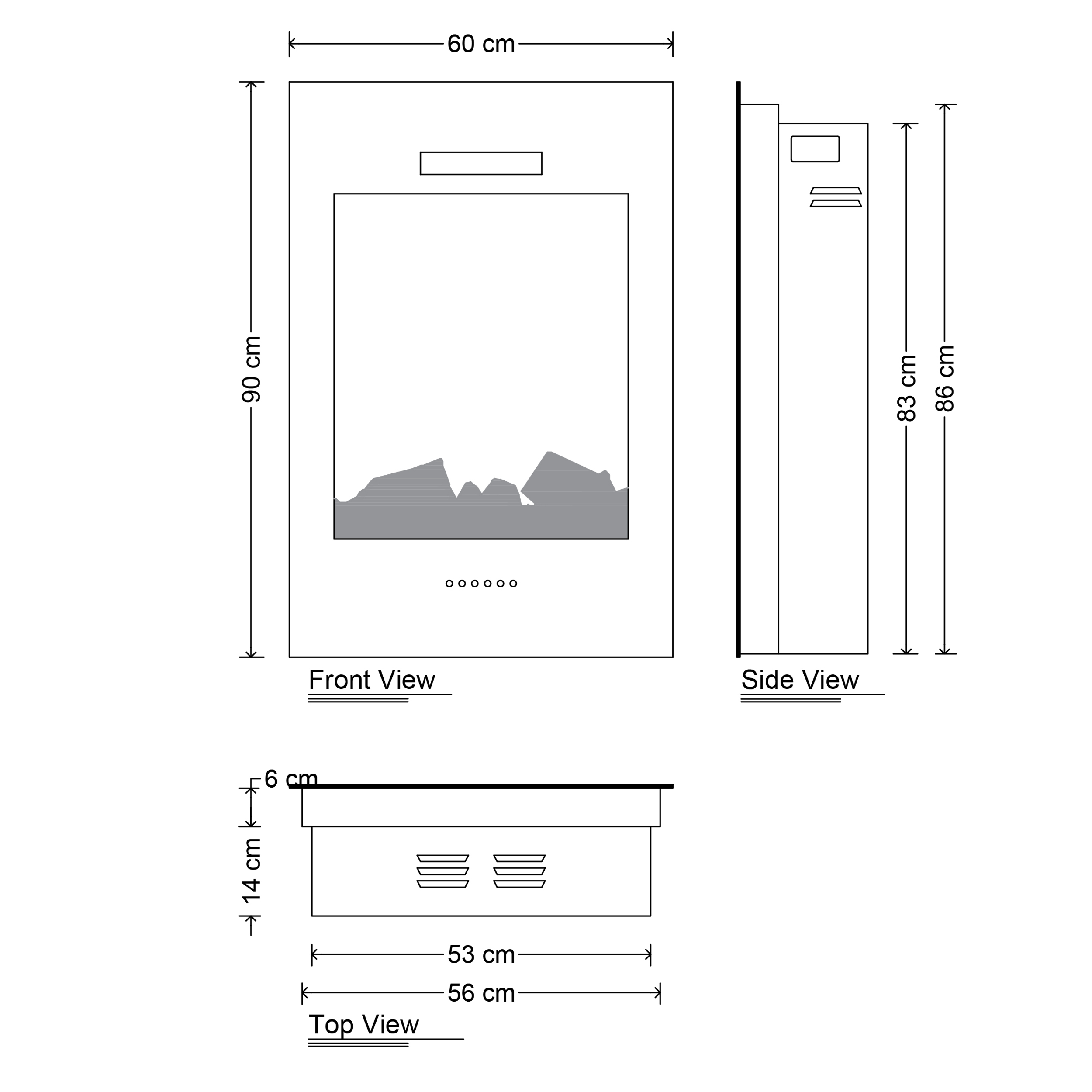 شومینه برقی شومینه اچ بی مدل ID6838-60