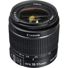 لنز دوربین کانن مدل  لنز کانن EF-S 18-55mm f/3.5-5.6 III به همراه فیلتر یو وی 58 کانن و درب 58 کانن