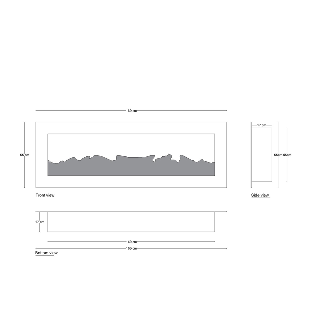 شومینه دیواری برقی شومینه بیستون مدل B.C_160_L2.bs