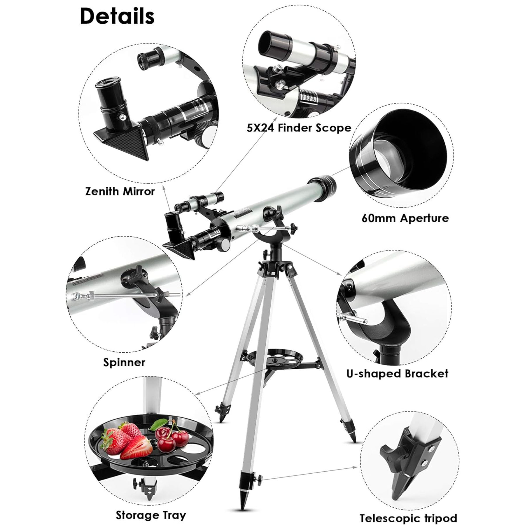 تلسکوپ کامار مدل گالیله ای 525x برابر به همراه سه پایه