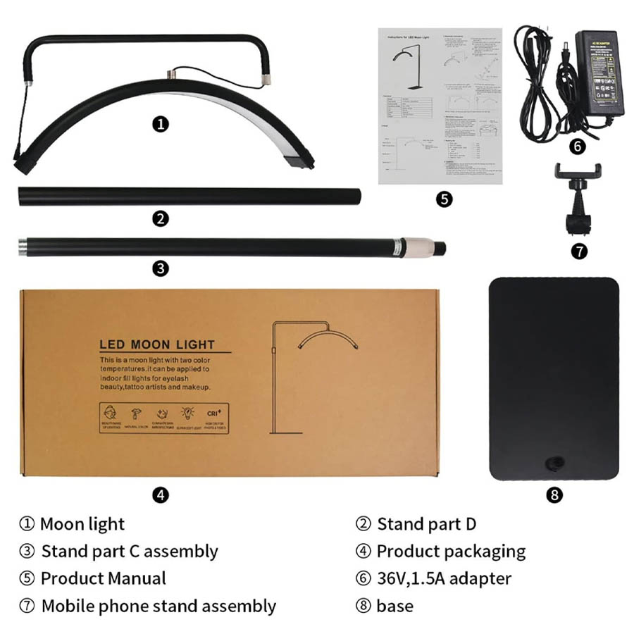 نور ثابت ال ای دی مون لایت مدل HD-M8X به همراه پایه