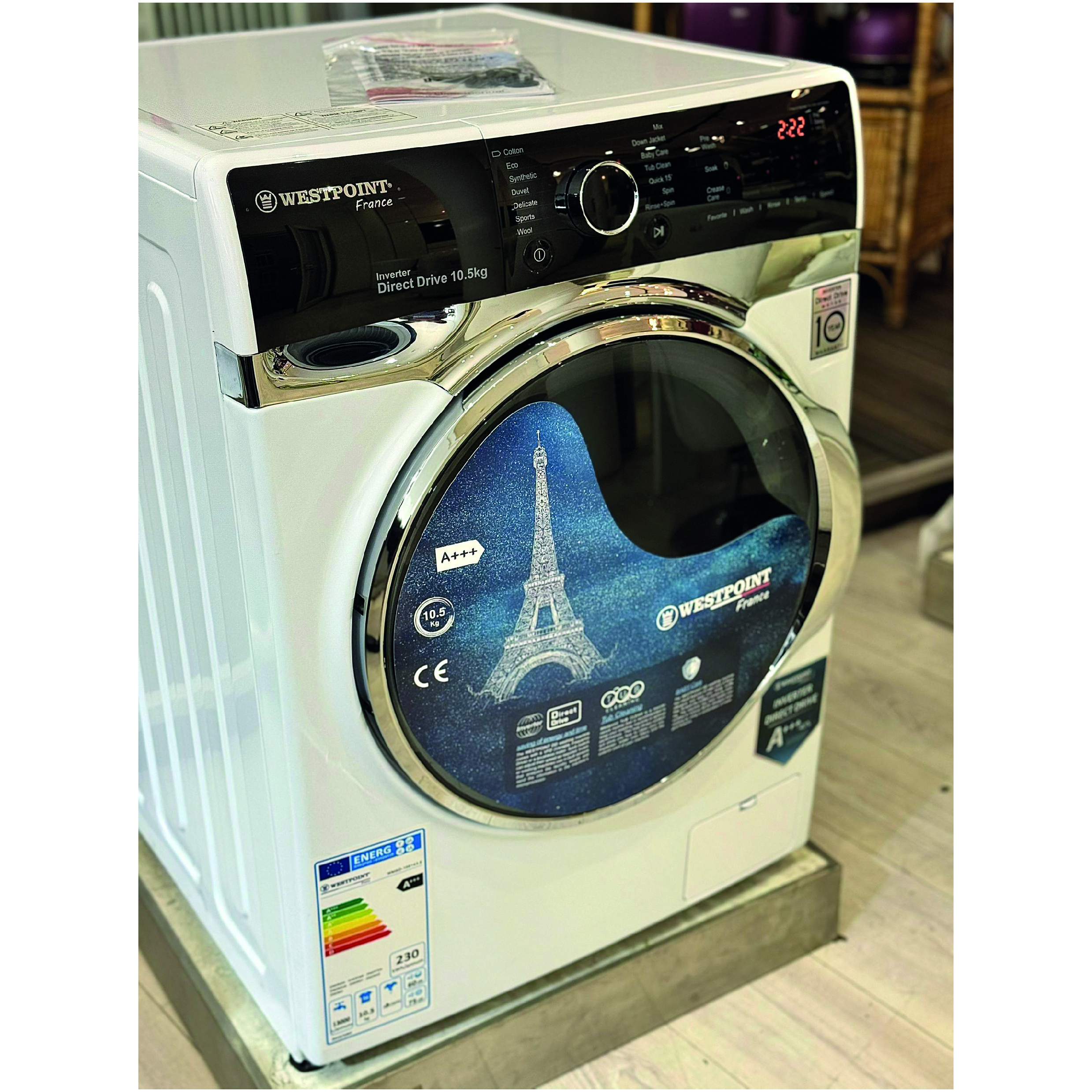 ماشین لباسشویی 10.5 کیلوگرم اتوماتیک وست پوینت مدل WMSD-105143.ES