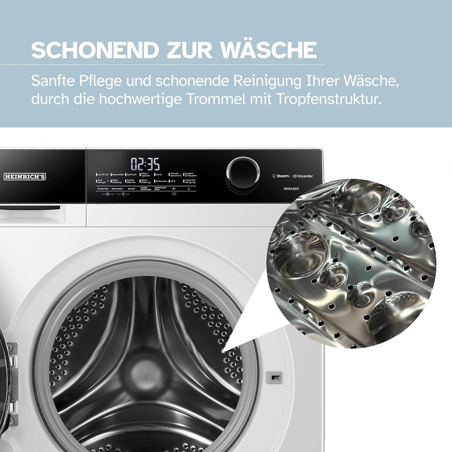 ماشین لباسشویی 10 کیلوگرم اتوماتیک هنریچ مدل HWM6210