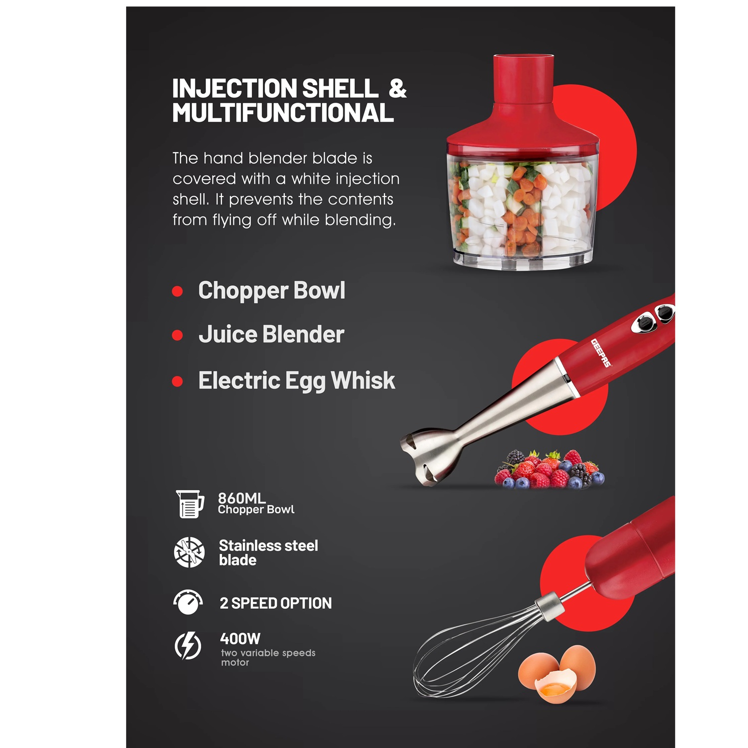 گوشت کوب برقی چندکاره 400 وات جی پاس مدل GHB6136