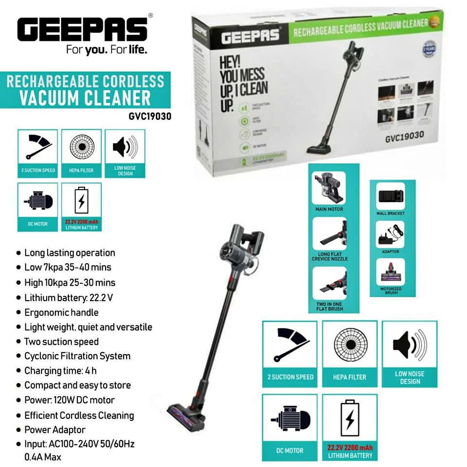 جارو شارژی عصایی جی پاس مدل GVC19030