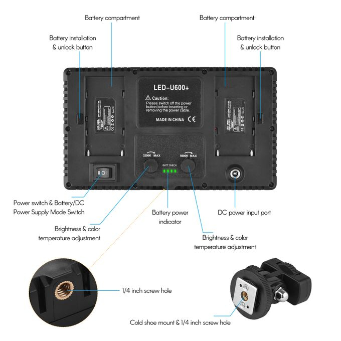 نور ثابت ال ای دی مدل Pro LED 600