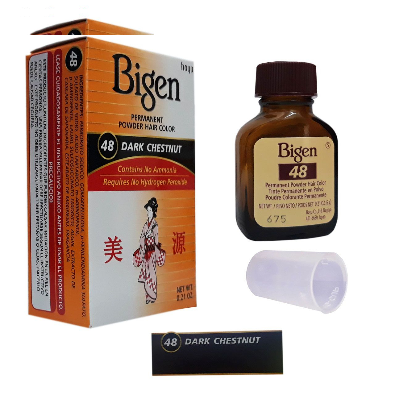 رنگ مو پودری بیگن شماره 48 وزن 6 گرم رنگ بلوطی تیره