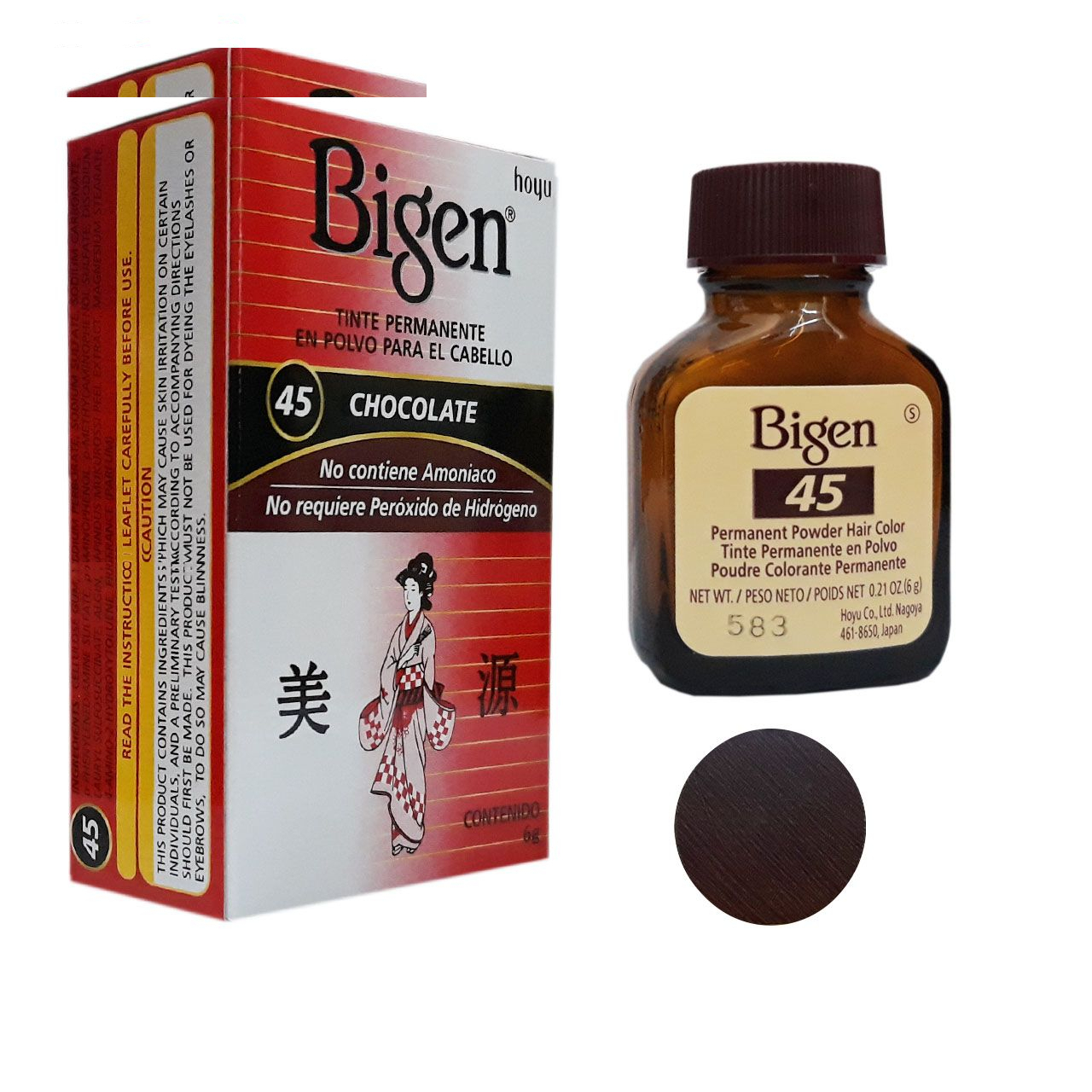 پودر رنگ مو بیگن شماره 45 وزن 6 گرم رنگ شکلاتی