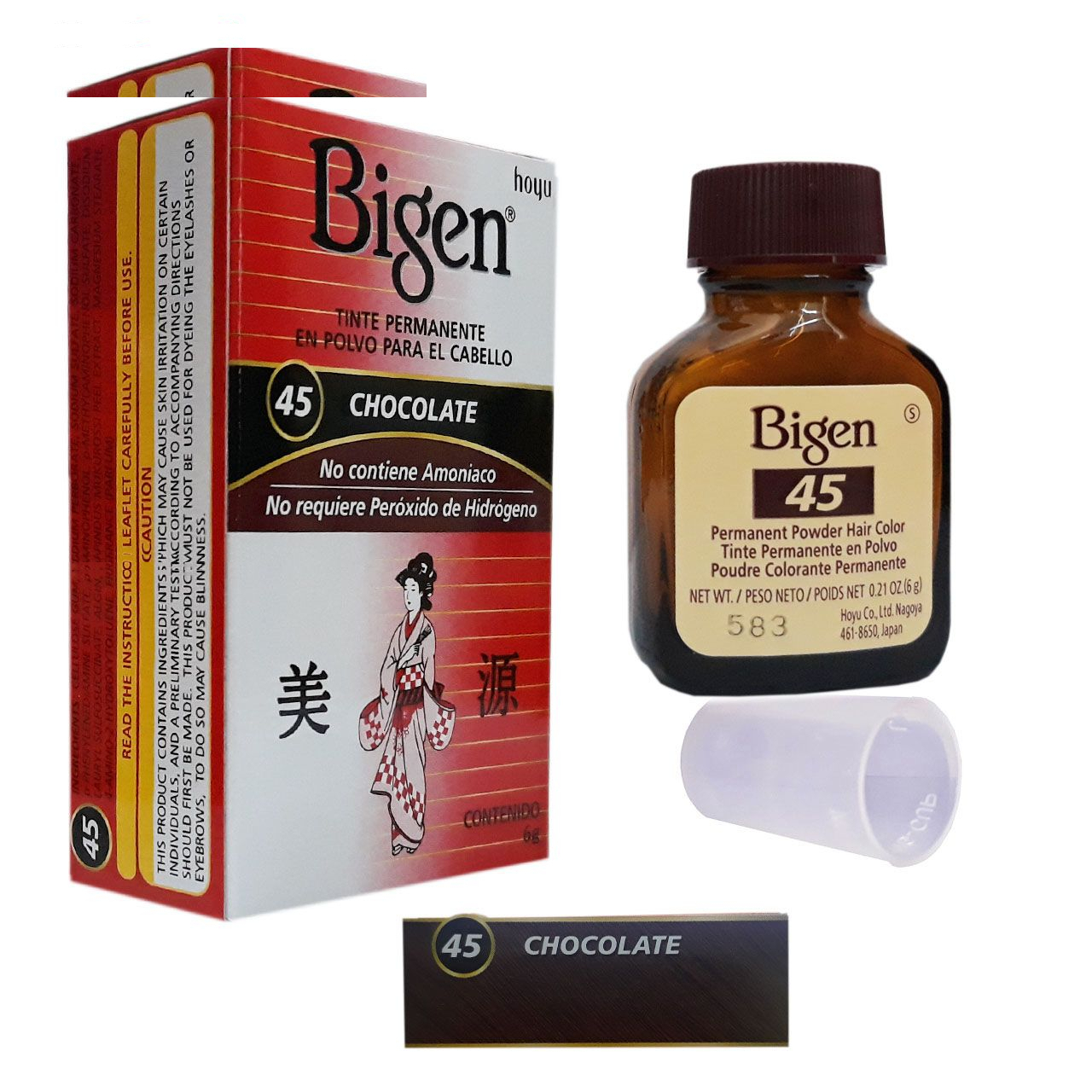 پودر رنگ مو بیگن شماره 45 وزن 6 گرم رنگ شکلاتی