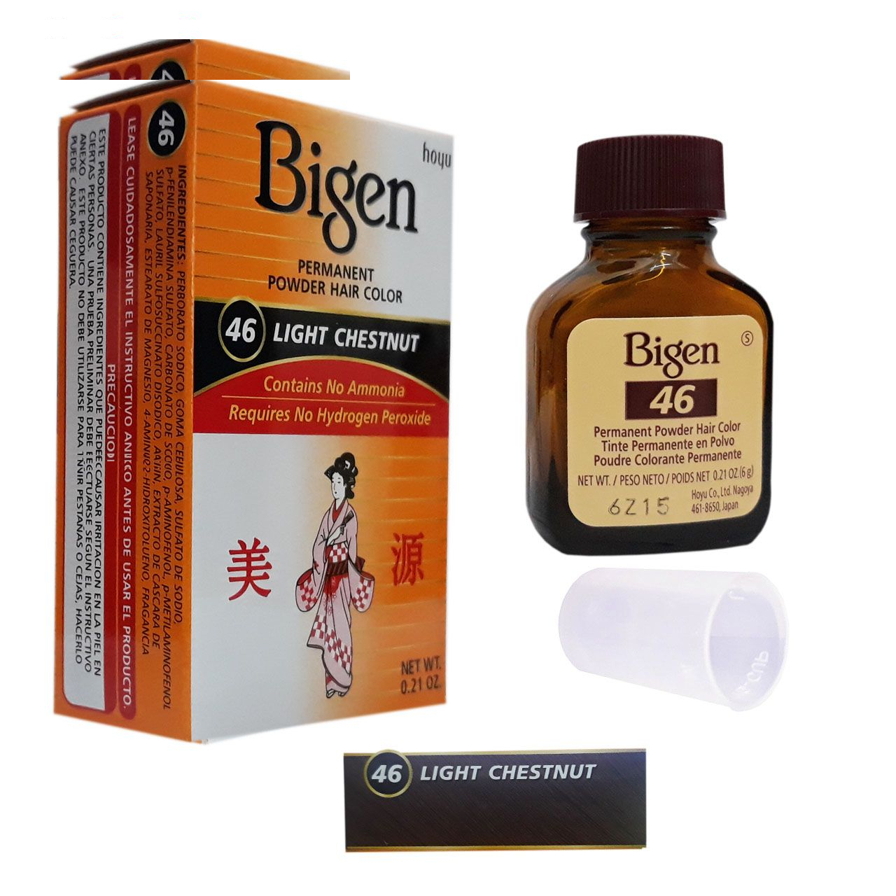 پودر رنگ مو بیگن شماره 46 وزن 6 گرم رنگ بلوطی روشن