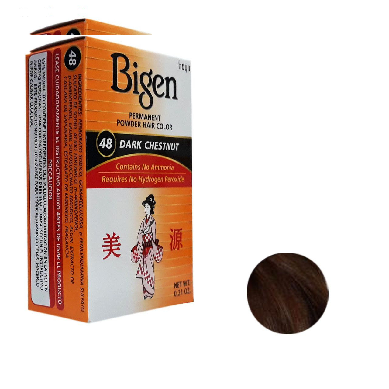 رنگ مو پودری بیگن شماره 48 وزن 6 گرم رنگ بلوطی تیره