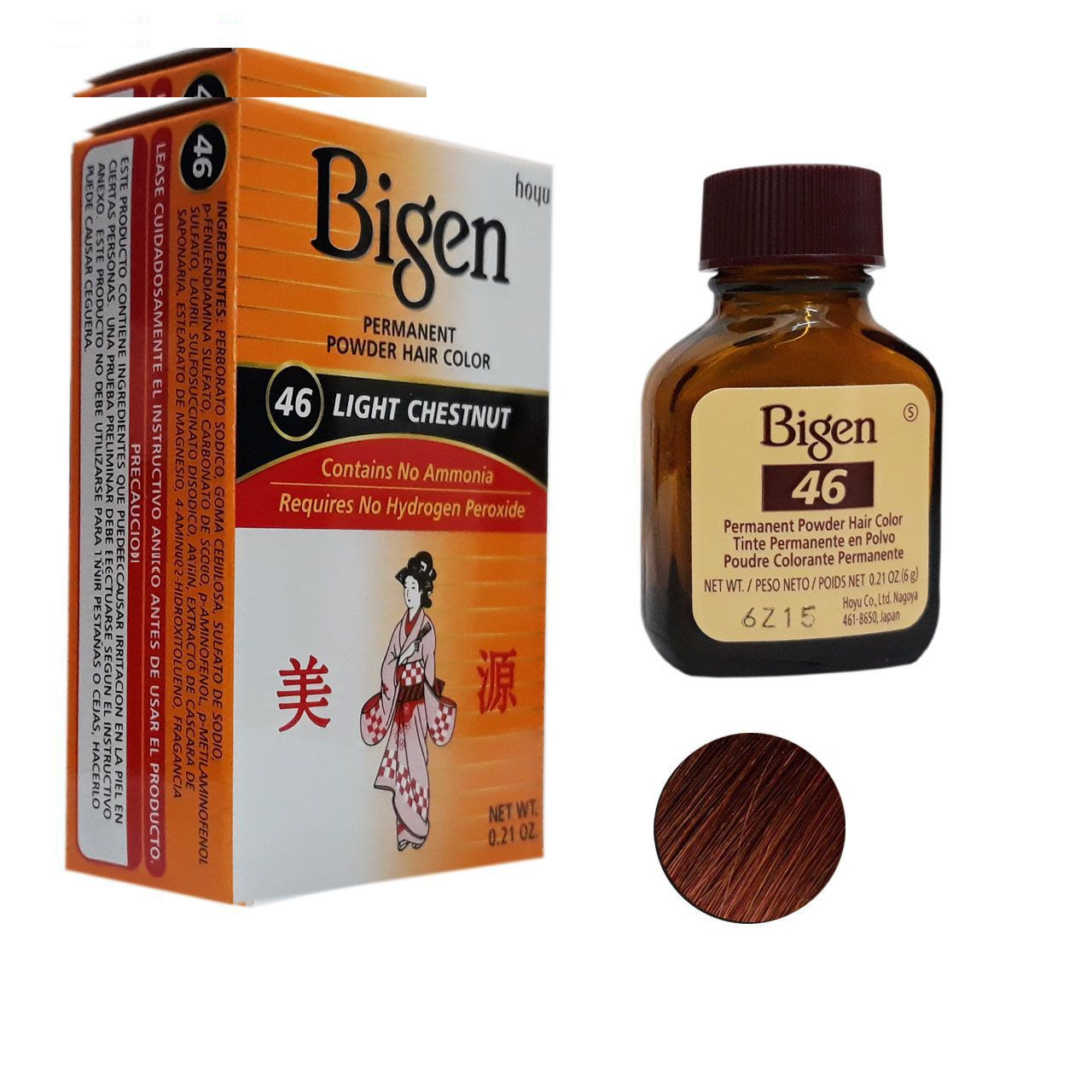 پودر رنگ مو بیگن شماره 46 وزن 6 گرم رنگ بلوطی روشن