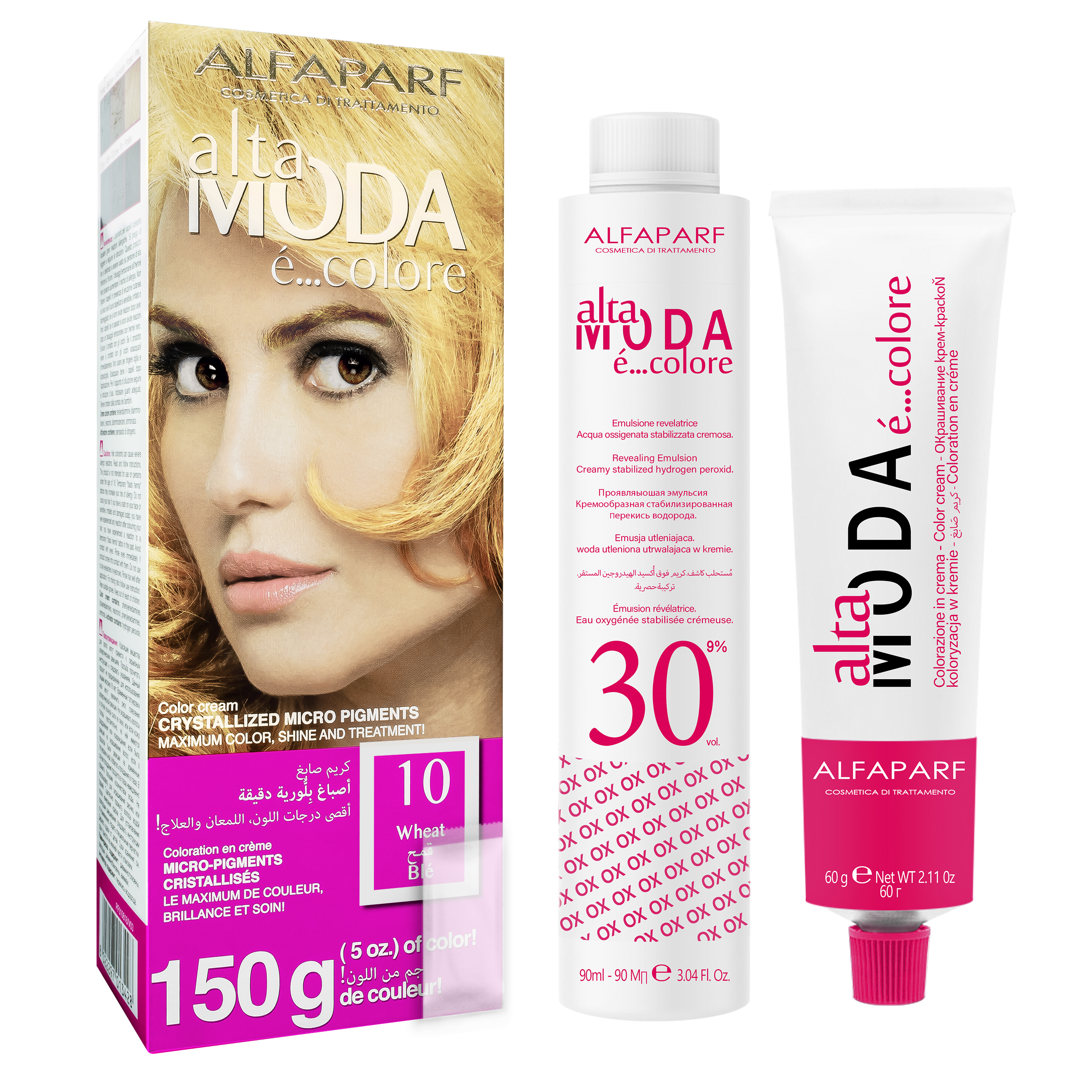 کیت رنگ مو آلتا مودا شماره 10 وزن 150 گرم رنگ بلوند طبیعی روشن