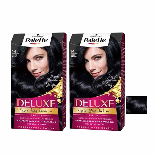 کیت رنگ مو پلت سری DELUX شماره1-1 حجم 59 میلی لیتر رنگ مشکی مجموعه 2 عددی