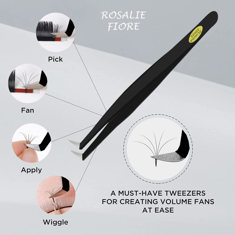 پنس مژه رزالی فیوره مدل TOPX03 به همراه انبر اکستنشن مژه