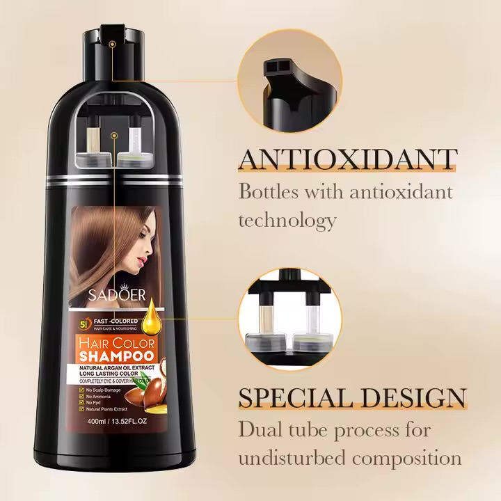 شامپو رنگ سادور مدل آرگان حجم 400 میلی لیتر رنگ قهوه ای شاه بلوطی