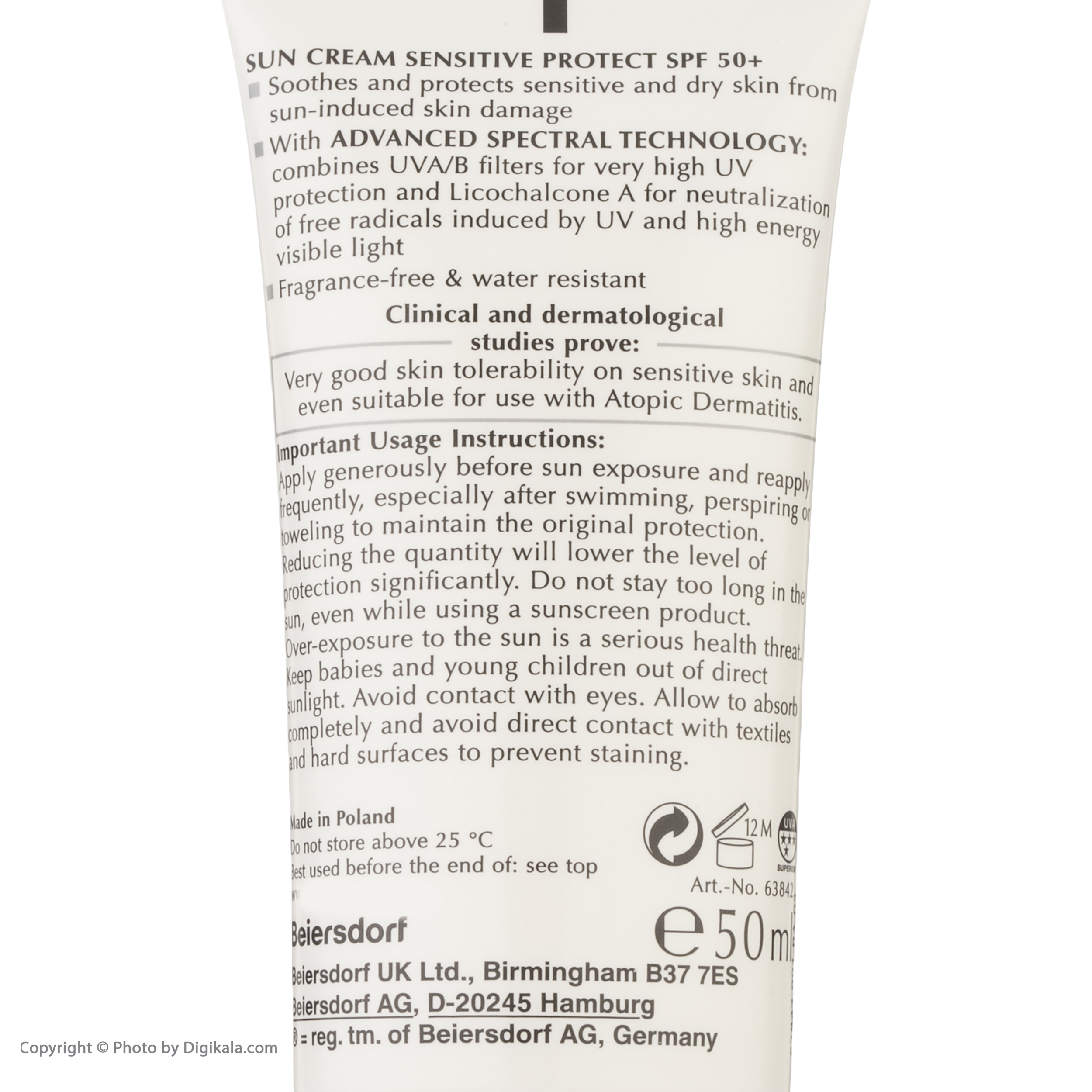 کرم ضد آفتاب بی رنگ اوسرین +SPF50 مدل Sensitive Protect مناسب پوست های حساس حجم 50 میلی لیتر