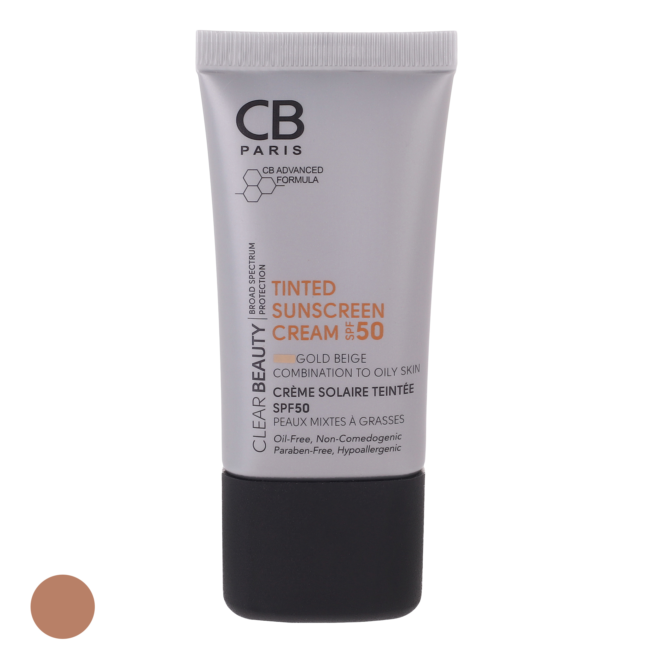کرم ضد آفتاب رنگی سی بی پاریس SPF 50 مدل 01 ‌مناسب پوست‌های چرب حجم 40 میلی‌لیتر