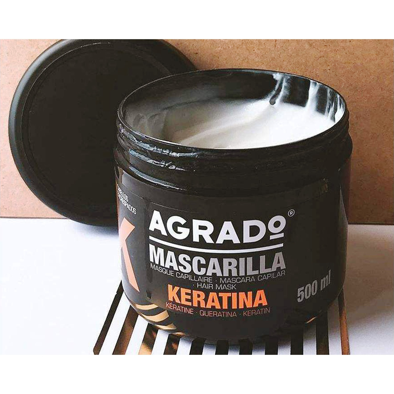 شامپو مو آگرادو مدل کراتین حجم 400 میلی لیتر مجموعه 2 عددی به همراه ماسک مو آگرادو مدل کراتین حجم 500 میلی لیتر