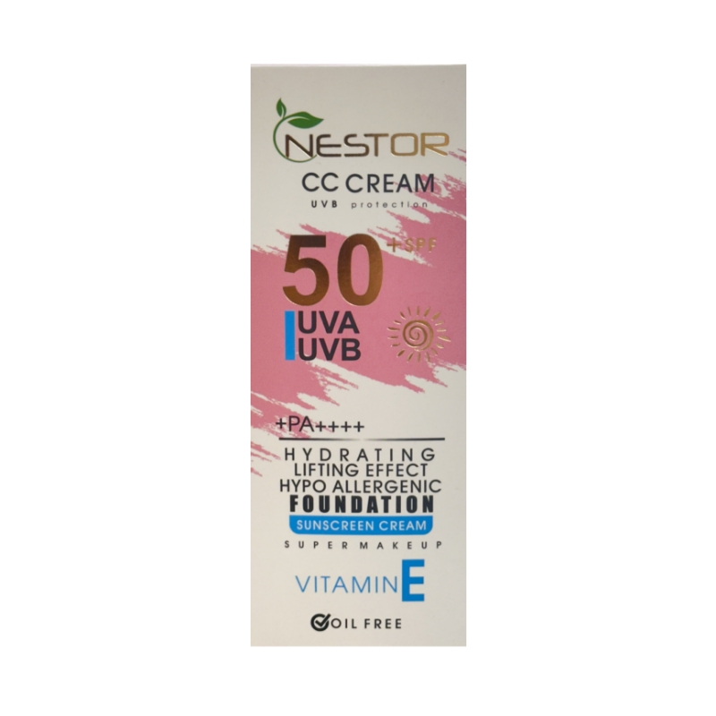 کرم ضد آفتاب رنگی نستور SPF 50 شماره 1 مدل ویتامین E مناسب پوستهای چرب حجم 50 میلیلیتر