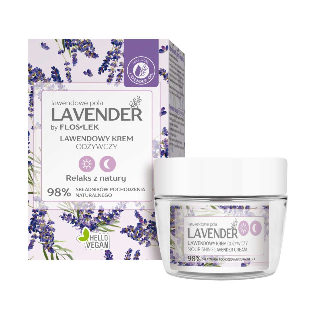 کرم مرطوب کننده صورت فلوس لک مدل LAVENDER مناسب انواع پوست حجم 50 میلی لیتر