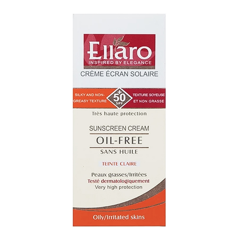 کرم ضد آفتاب رنگی دست و صورت الارو SPF 50 مدل ضد چروک و OIL FREE محافظ UVA ،UVB مناسب انواع پوست حجم 40 میلی‌لیتر