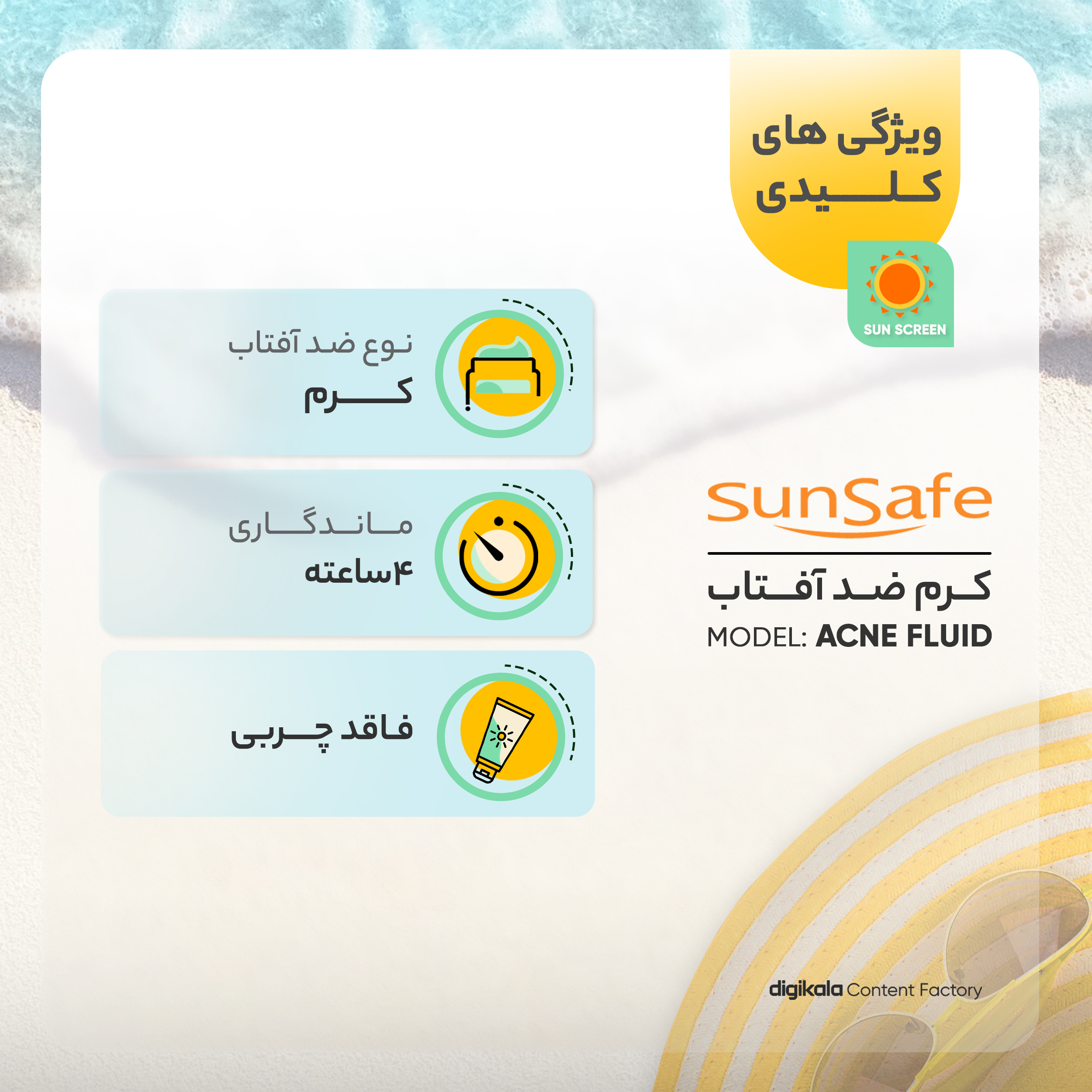 کرم ضدآفتاب سان‌سیف مدل ACNE FLUID حجم 50 میلی‌لیتر مجموعه 2 عددی