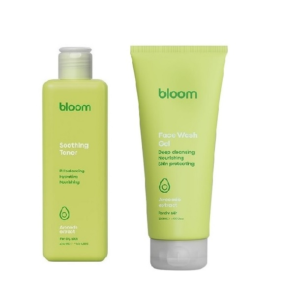 ژل شستشو صورت بلوم مدل آووکادو مناسب برای پوست خشک حجم 200 میلی لیتر به همراه تونر صورت بلوم مدل عصاره آووکادو مناسب برای پوست خشک حجم 250 میلی لیتر