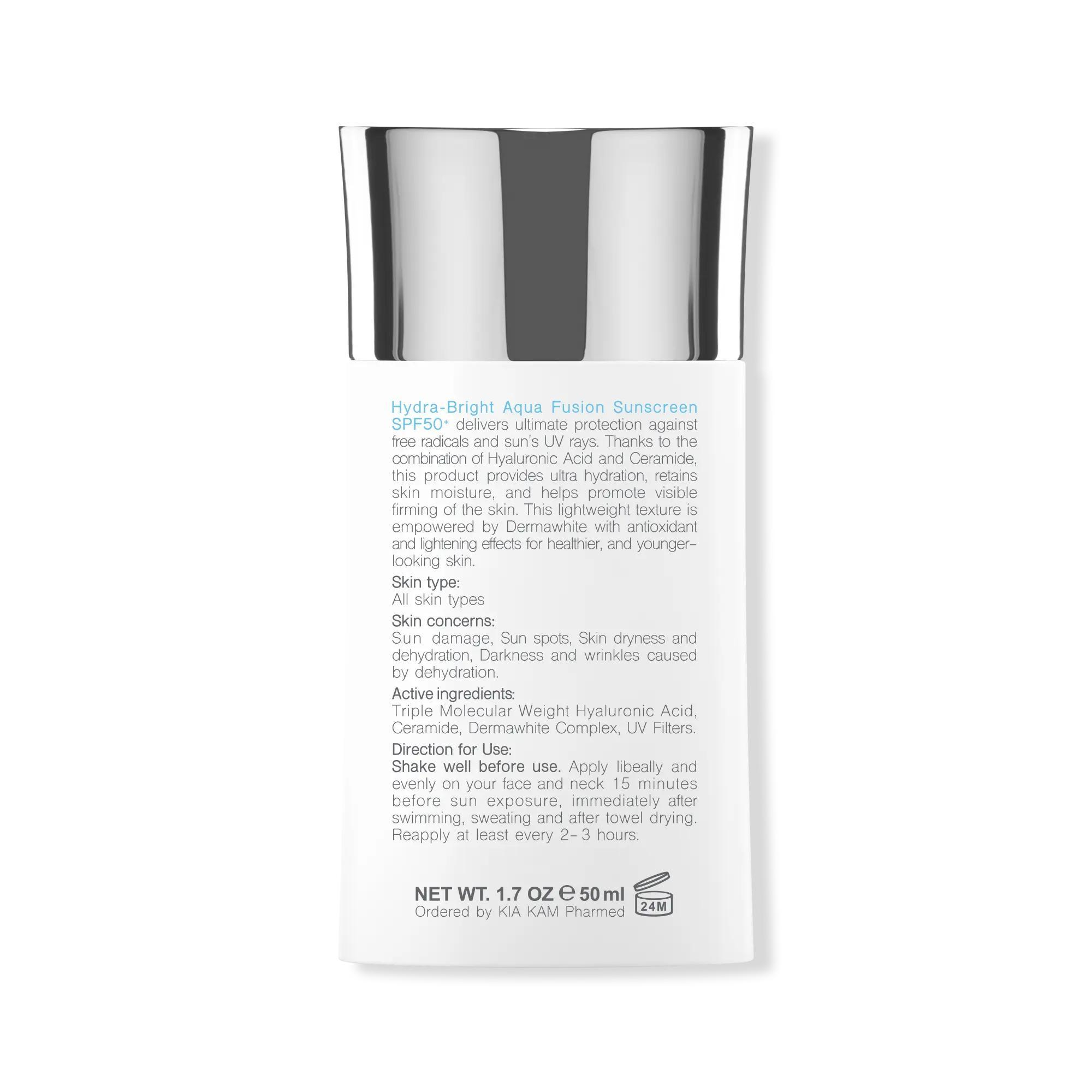 کرم ضدآفتاب بدون رنگ برایت مکس SPF50 مدل آکوا فیوژن مناسب انواع پوست، حجم 50 میلیلیتر