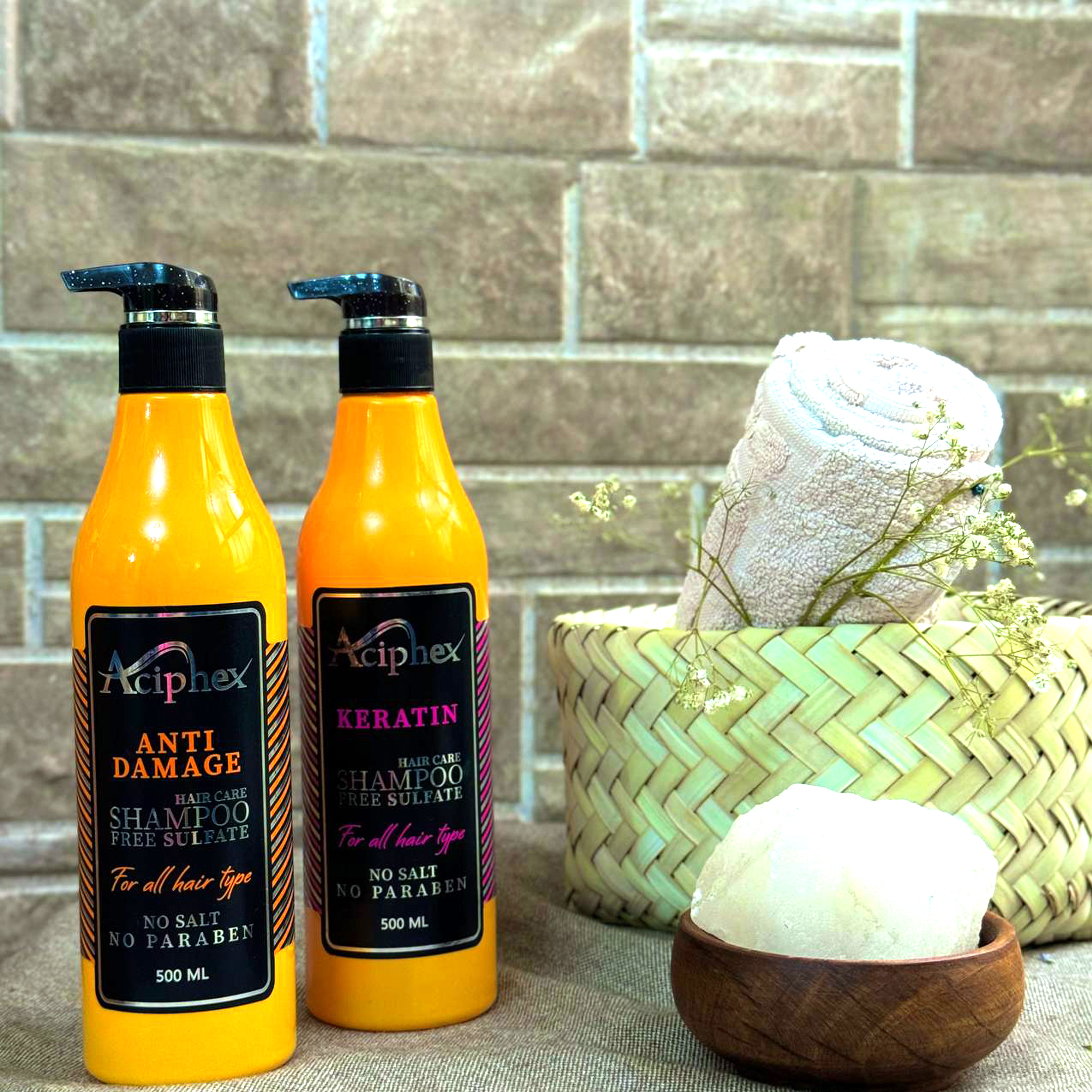 شامپو تقویت کننده و ترمیم کننده مو اسیفکس مدل آرگان-کراتین مناسب برای موهای آسیب دیده حجم 500 میلی لیتر بسته دو عددی