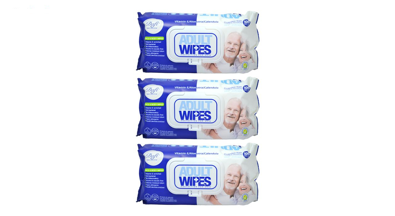 دستمال مرطوب دافی مدل Adult Wipes مجموعه 3 عددی