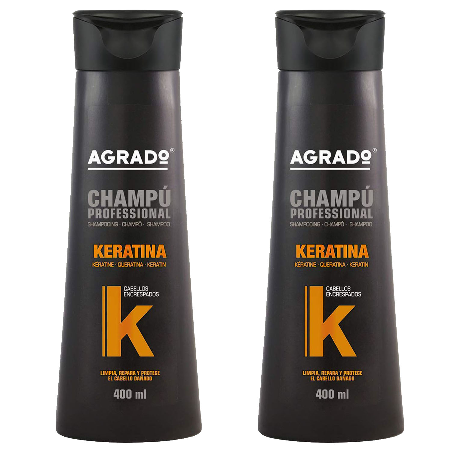 شامپو مو آگرادو مدل کراتینه حجم 400 میلی لیتر بسته 2 عددی