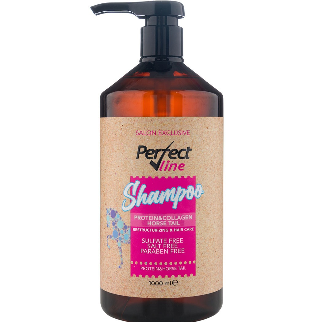 شامپو تقویت کننده و ترمیم کننده مو پرفکت لاین مدل روغن دم اسب حجم 1000 میلی لیتر