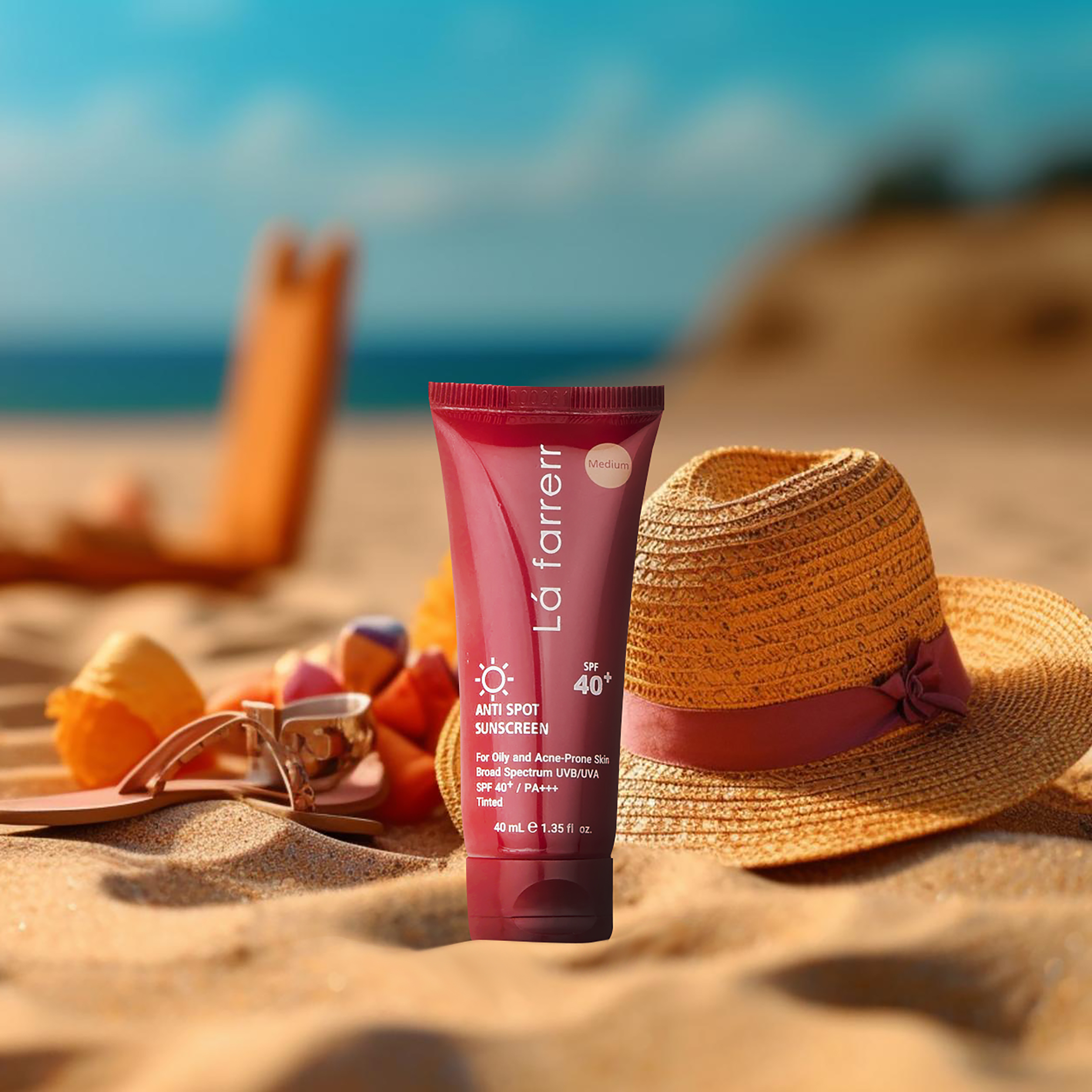 کرم ضدآفتاب و ضدلک رنگی لافارر مدل SPF40-Medium، مناسب پوستهای چرب، حجم 40 میلیلیتر