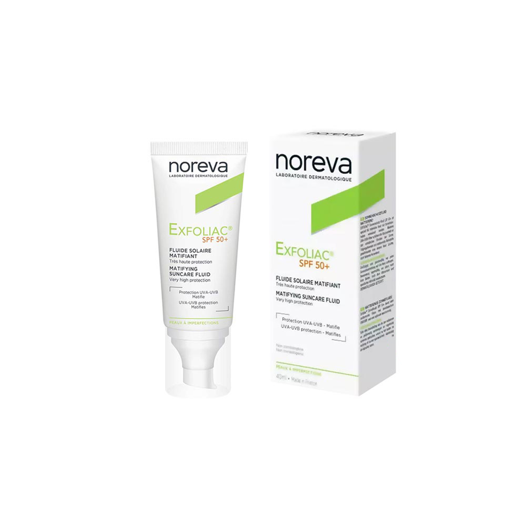 فلوئید ضد آفتاب بی رنگ نوروا SPF50 مدل اکسفولیاک مناسب پوست های چرب حجم 40 میلی لیتر