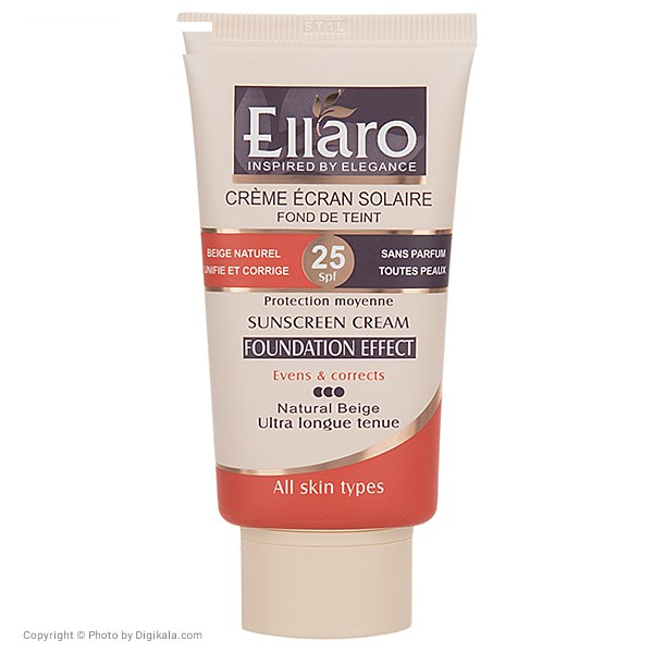 کرم ضد آفتاب رنگی الارو SPF 25 مدل Protection Moyenne تحت لیسانس مناسب پوست‌های چرب حجم 40 میلی‌لیتر