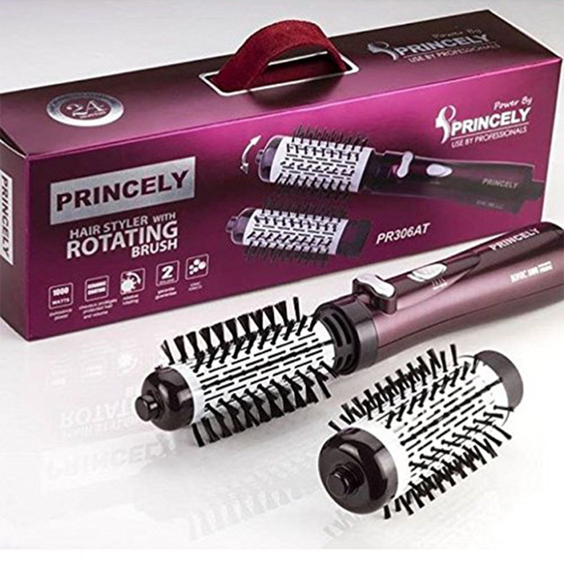 سشوار برس دار چرخشی پرینسیلی مدل PR306