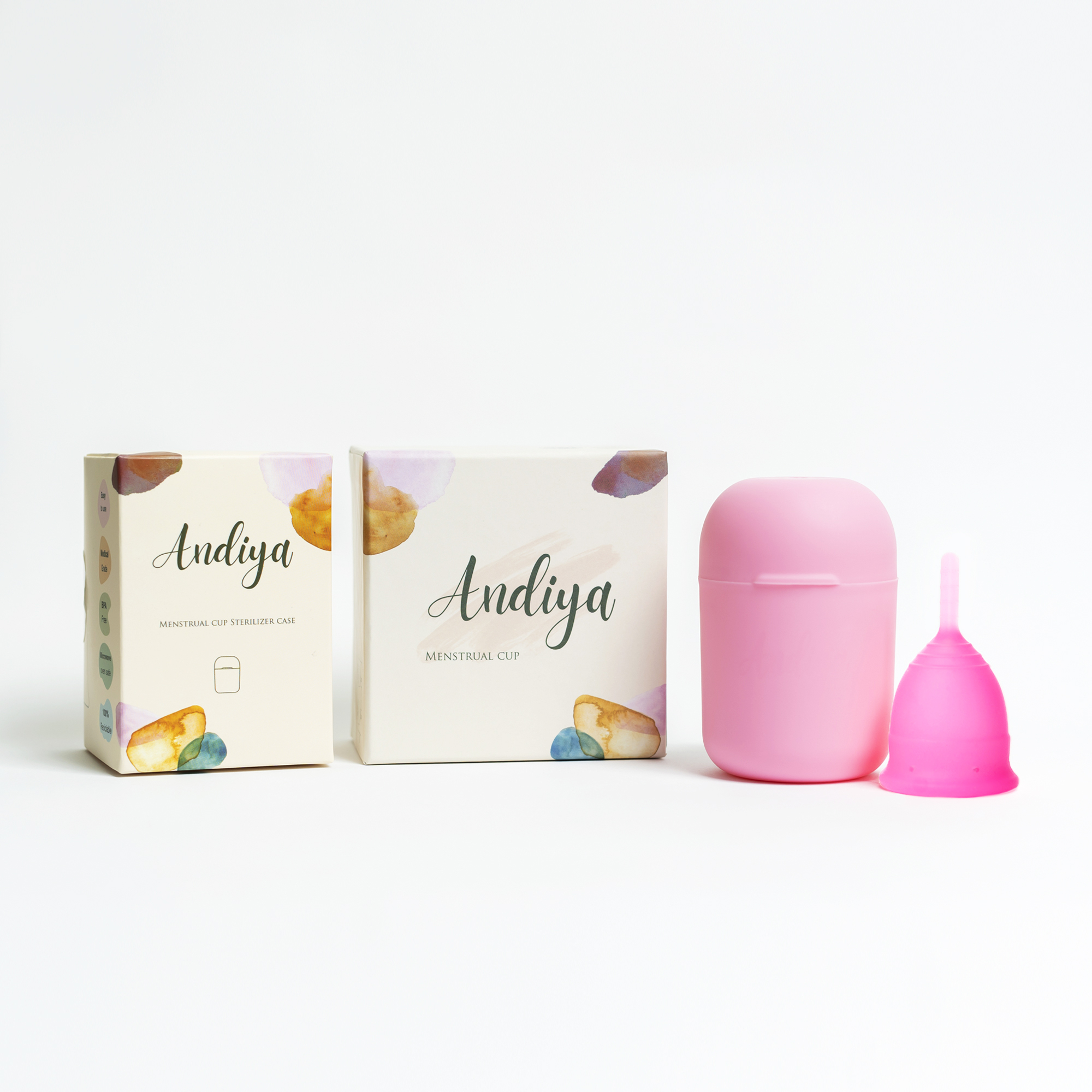 کاپ قاعدگی آندیا مدل 002 سایز متوسط به همراه لیوان کاپ قاعدگی آندیا مدل Alpha