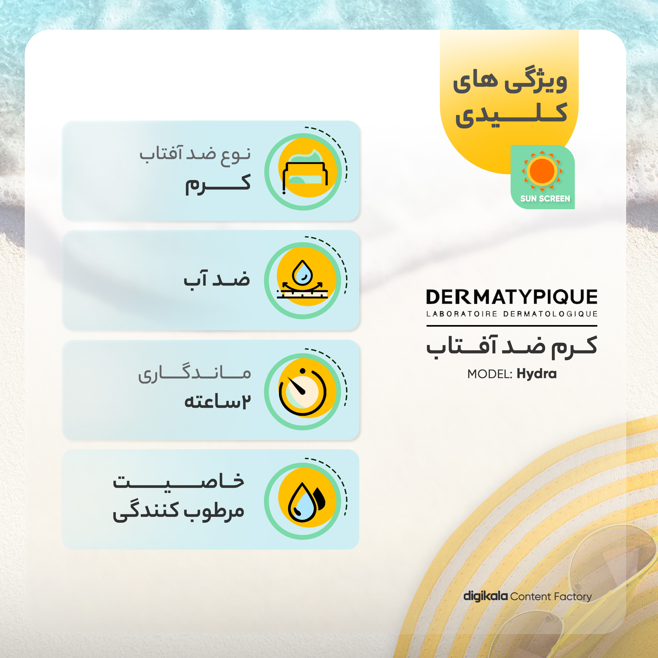 کرم ضدآفتاب درماتیپیک مدل Hydra، حجم 50 میلی‌لیتر