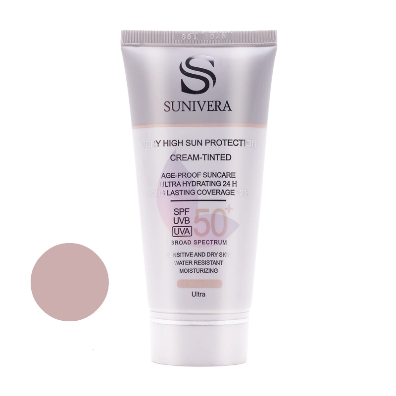 کرم ضد آفتاب رنگی سانیورا SPF 50 مدل 1.5 اولترا مناسب پوست‌های خشک حجم 50 میلی‌لیتر