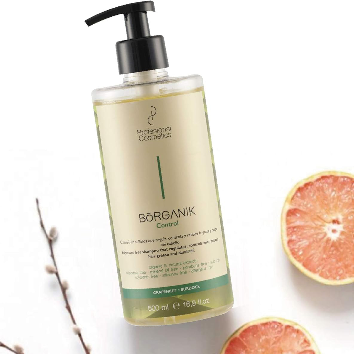 شامپو مو بدون سولفات پروفشنال کازمتیکز مدل borganik حجم 500 میلی لیتر