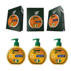 لوسیون آبرسان و مغذی دست، صورت و بدن گرین اورنج مدل پرتقال مناسب برای انواع پوست حجم 215 میلی لیتر مجموعه 3 عددی