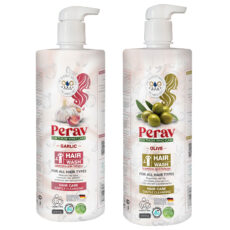 شامپو مو پراو مدل زیتون و سیر مناسب برای انواع مو وزن 1000 گرم بسته 2 عددی