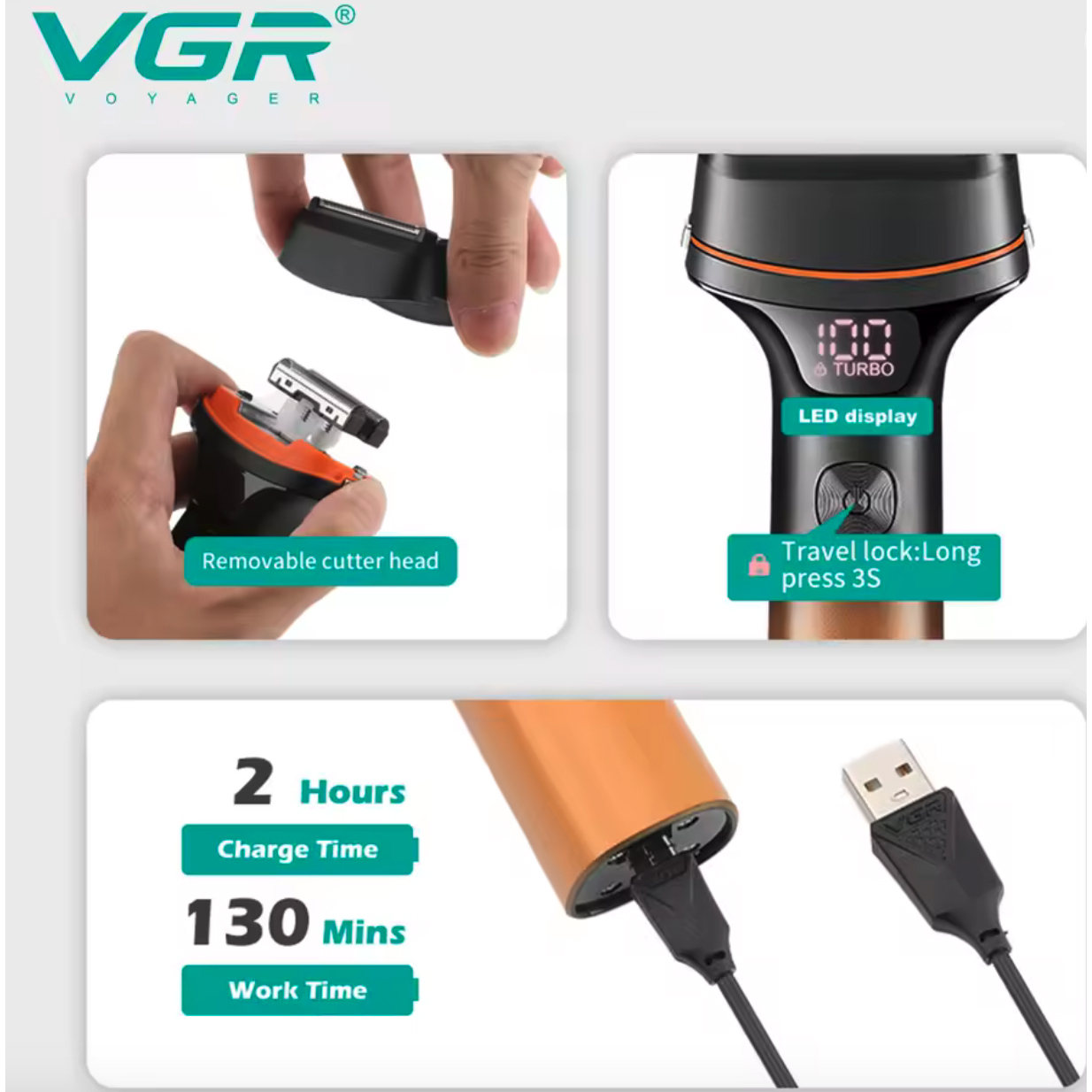ماشین اصلاح صورت شارژی وی جی ار مدل v-382
