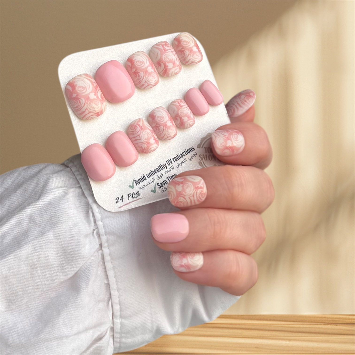 ناخن مصنوعی دست میراکل آرت مدل flower کد SH2400105 بسته 24 عددی