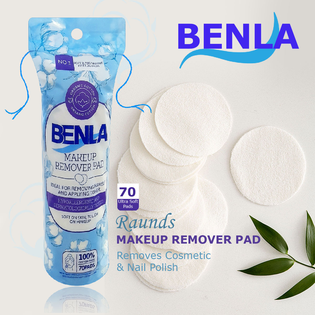 پد پاک کننده آرایش صورت بنلا مدل 005 مجموعه 5 عددی